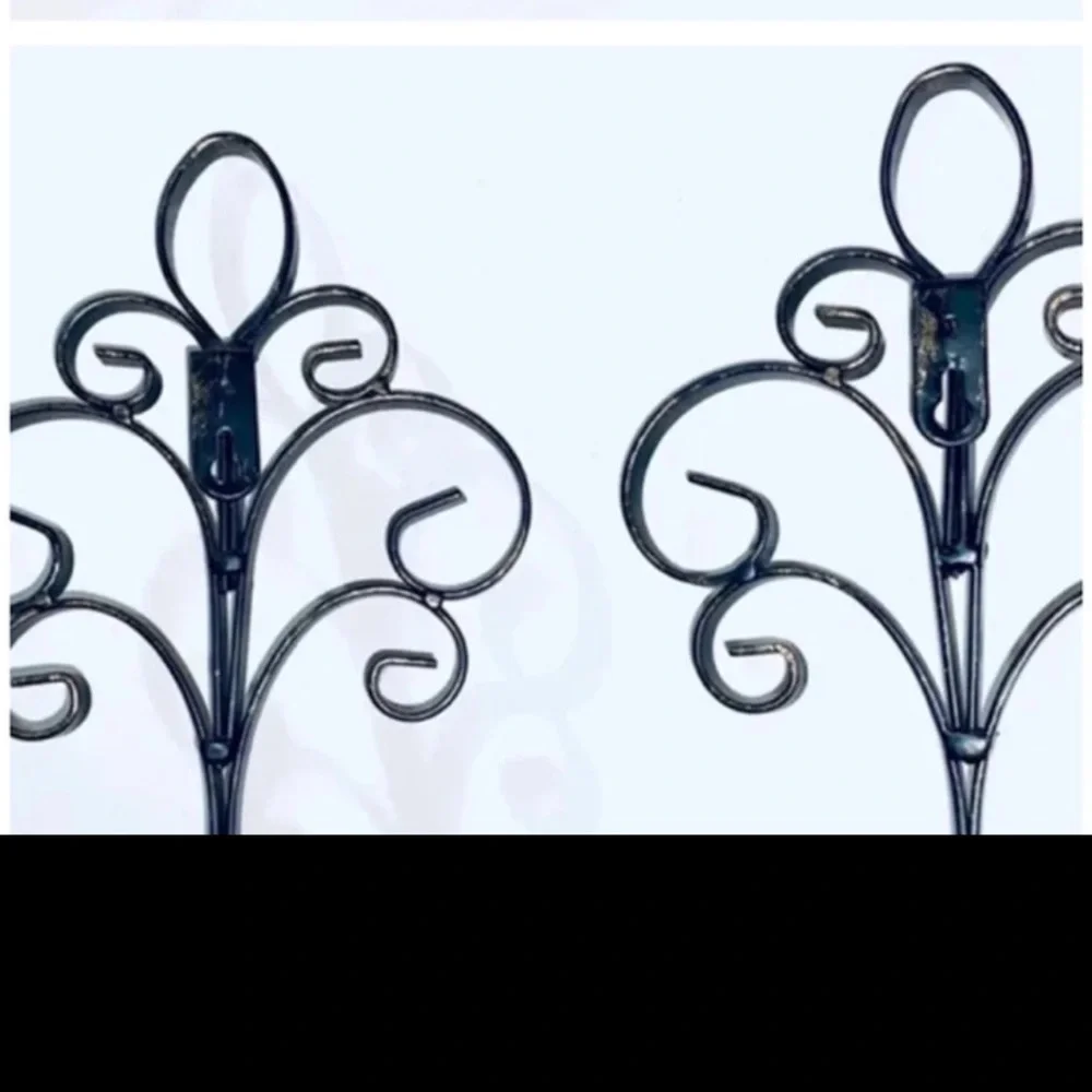 16” Pair Vintage Wrought Iron Candle Holder Wall Decor Mid Century